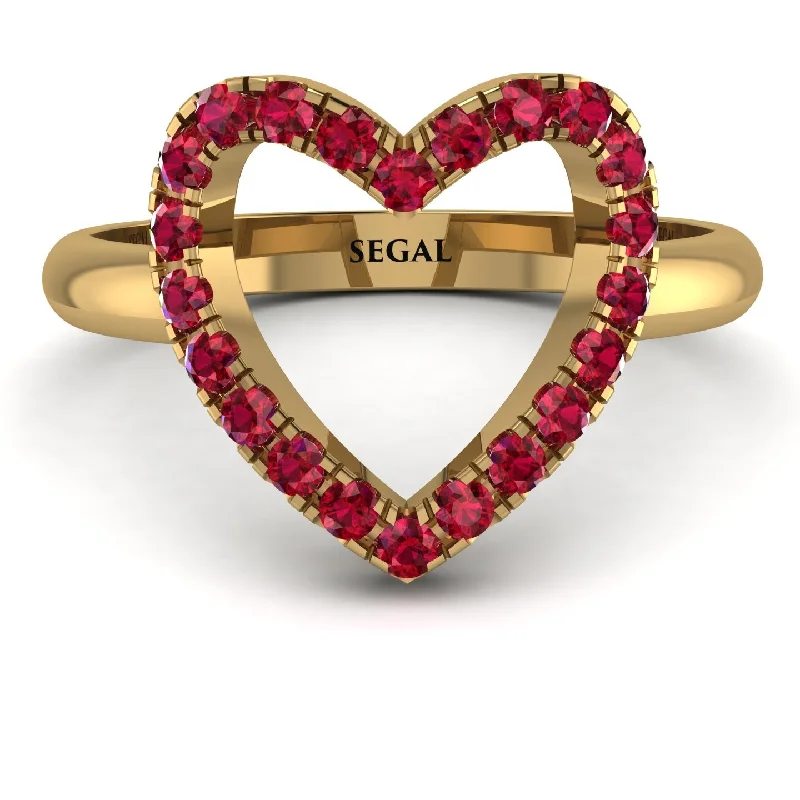 women's square rings-Ruby Heart Ring - Lia No. 10