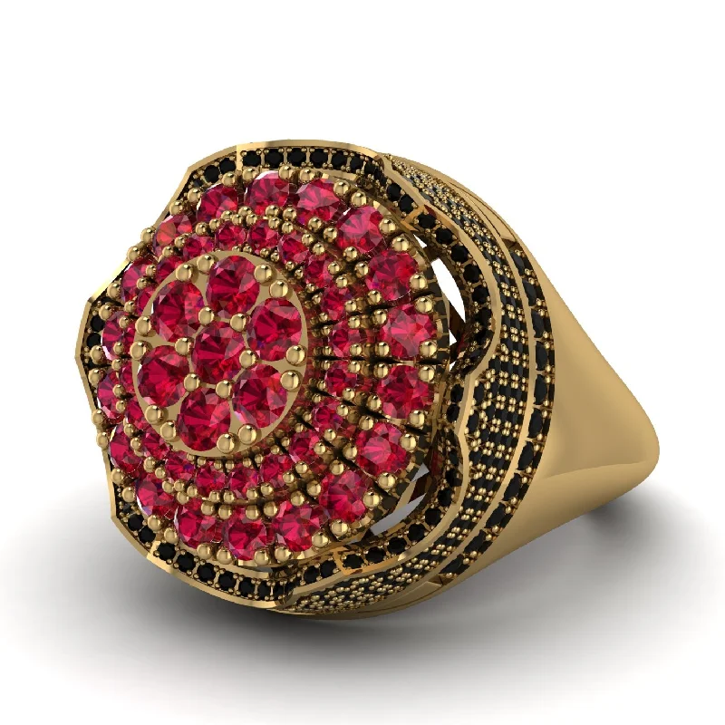 women's handmade rings-Ruby Regal Radiance Signet Men's Fashion Ring - Frankie No. 40