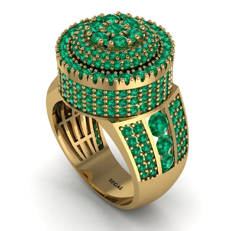 women's zodiac rings-Round Emerald Mens Luxury Ring - Chris No. 19