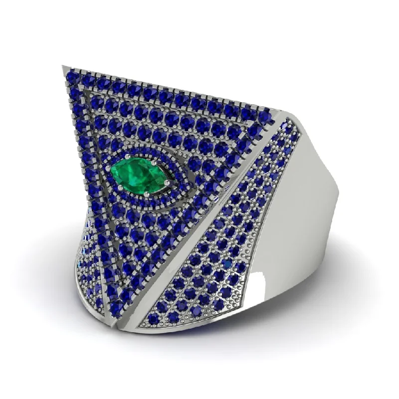 women's custom rings-Emerald Eye Of Providence Men's Illuminati Ring - Arden No. 66