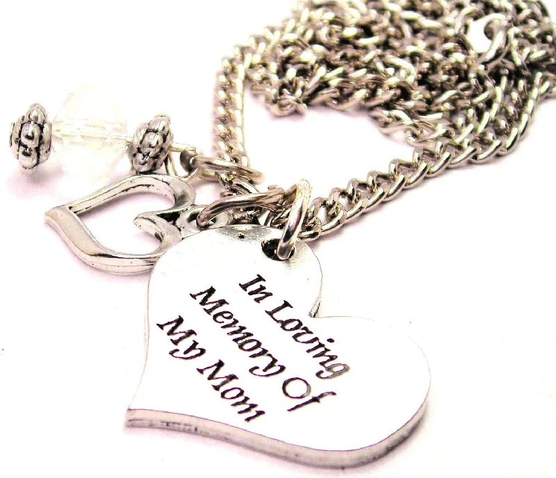 women's two-layer necklaces-In Loving Memory Of My Mom Heart And Crystal Necklace