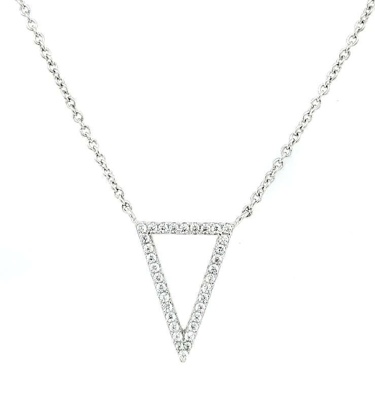 women's pearl drop necklaces-MICRO PAVE 925 STERLING SILVER NECKLACE RHODIUM PLATING WITH CUBIC ZIRCONIA