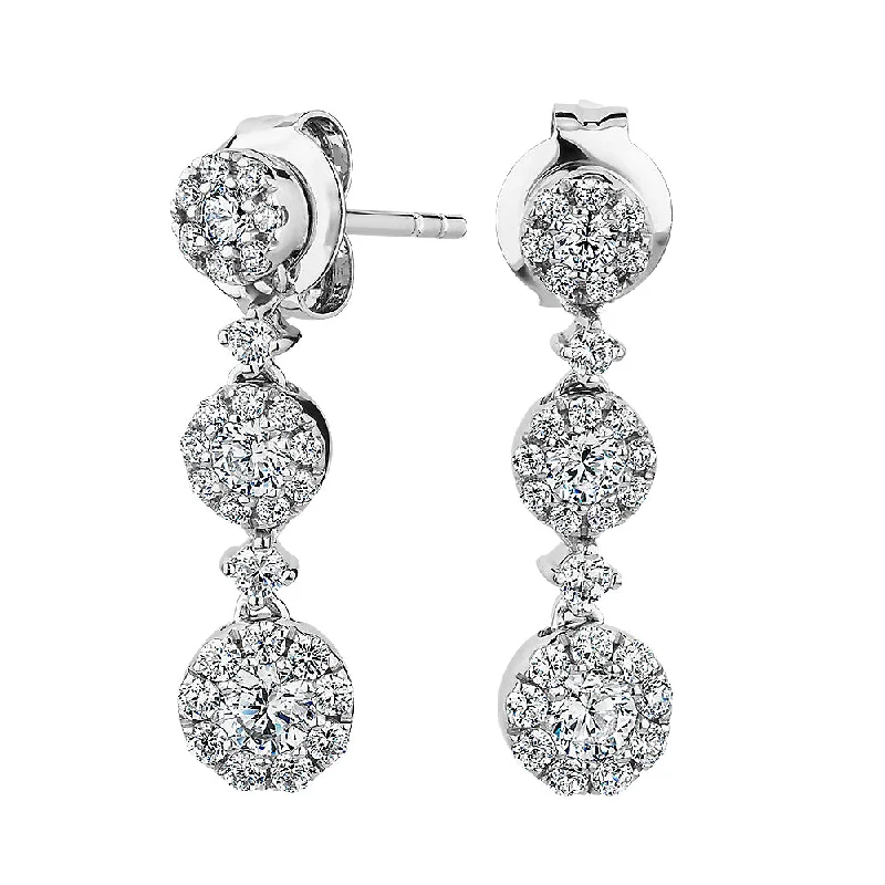 women's luxurious earrings-Celeste Round Brilliant drop earrings with 0.82 carats* of diamond simulants in 10 carat white gold