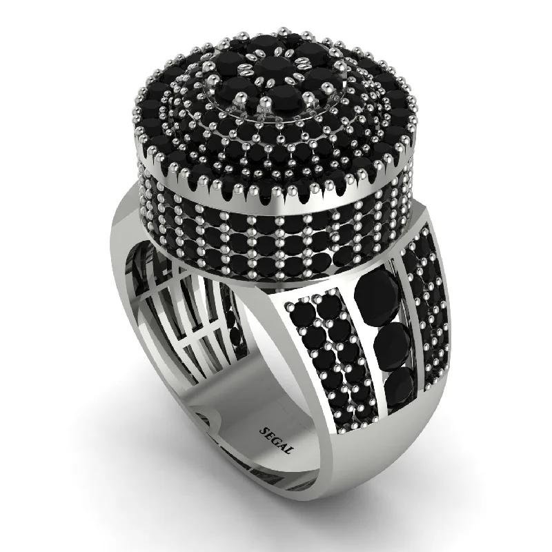 women's art deco rings-Round Black Diamond Mens Luxury Ring - Chris No. 39