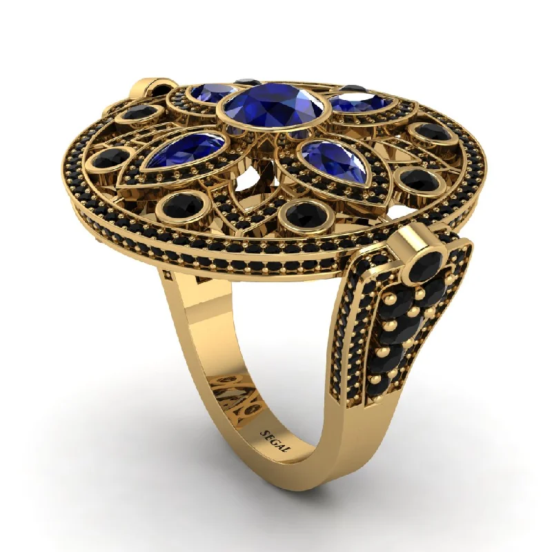 women's handmade rings-Sapphire Vintage Art Deco Filigree Bezel Ring - Matilda No. 43