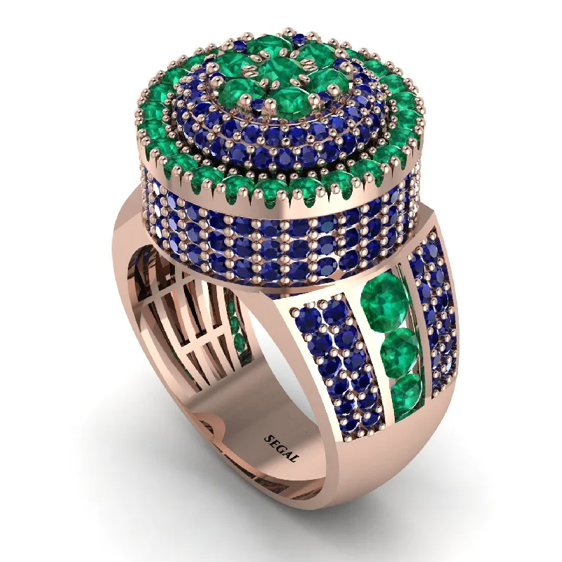 women's custom rings-Round Emerald Mens Luxury Ring - Chris No. 65