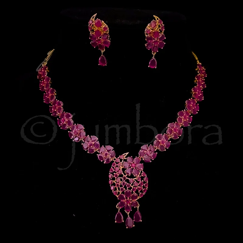 women's spiritual necklaces-Elegant zircon (CZ) Ruby Necklace