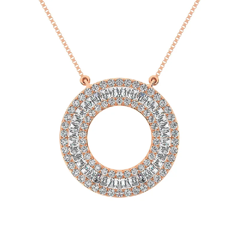 women's rose gold necklaces-14K Rose Gold 1/2 Ct.Tw. Open Circel Fashion Necklace