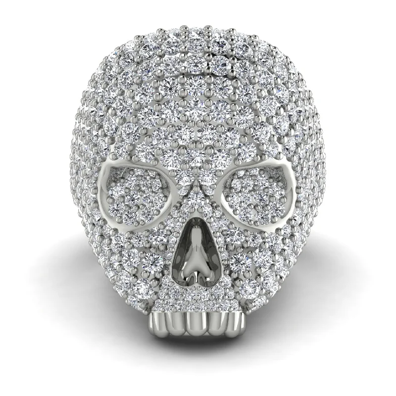 women's halo diamond rings-Diamond-Encrusted Skull Men's Fashion Ring - Jules No. 3