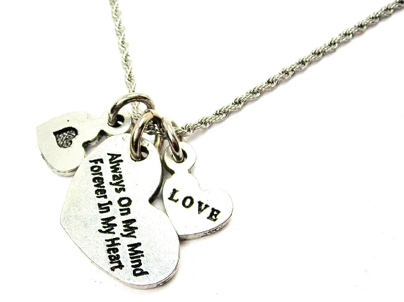 women's cross necklaces-Always On My Mind Forever In My Heart Stainless Steel Rope Chain Necklace