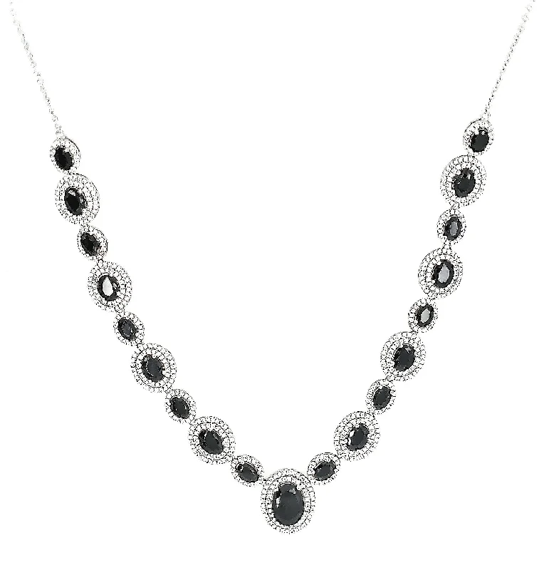 women's chain necklaces-MICRO PAVE 925 STERLING SILVER NECKLACE RHODIUM PLATING WITH CUBIC ZIRCONIA