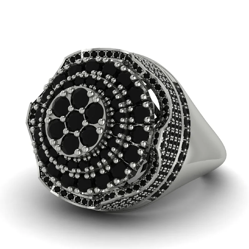 women's cushion-shaped engagement rings-Black Diamond Regal Radiance Signet Men's Fashion Ring - Frankie No. 39