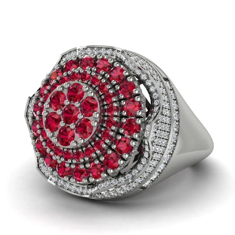 women's statement rings-Ruby Regal Radiance Signet Men's Fashion Ring - Frankie No. 12