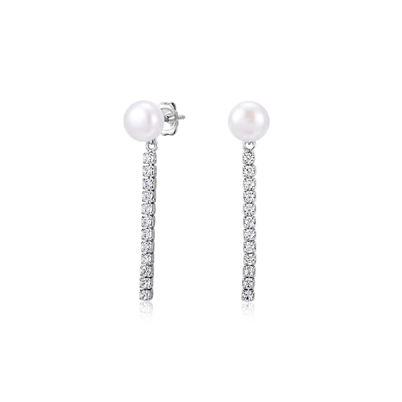 women's clip-on earrings-Cultured freshwater pearl drop earrings in sterling silver