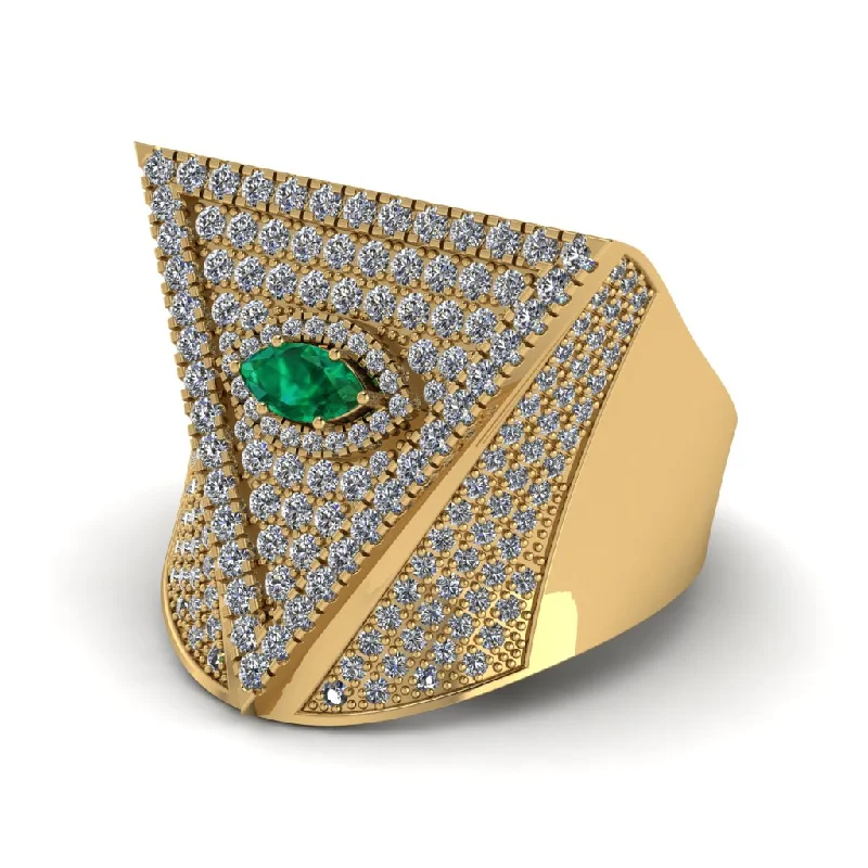 women's custom rings-Emerald Eye Of Providence Men's Illuminati Ring - Arden No. 4