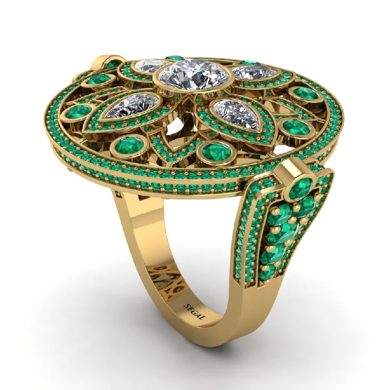 women's unique gemstone rings-Diamond Vintage Art Deco Filigree Bezel Ring - Matilda No. 16