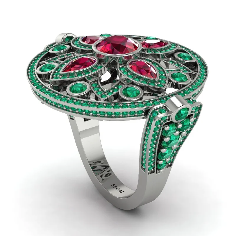 women's statement rings-Ruby Vintage Art Deco Filigree Bezel Ring - Matilda No. 27