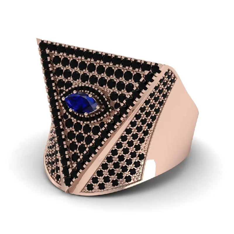 women's nature-inspired rings-Sapphire Eye Of Providence Men's Illuminati Ring - Arden No. 44