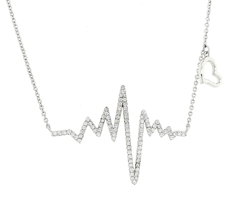 women's charm pendant necklaces-MICRO PAVE 925 STERLING SILVER NECKLACE RHODIUM PLATING WITH CUBIC ZIRCONIA