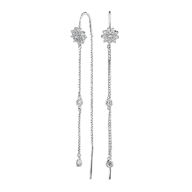 women's zodiac sign earrings-Round Brilliant drop earrings with 0.54 carats* of diamond simulants in sterling silver