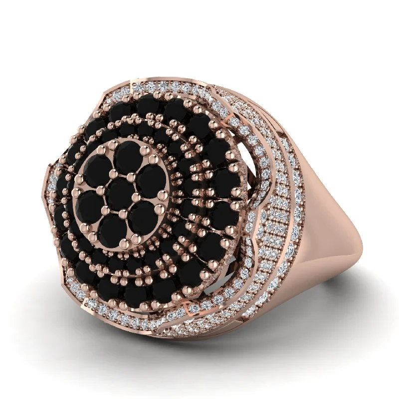 women's sapphire rings-Black Diamond Regal Radiance Signet Men's Fashion Ring - Frankie No. 8