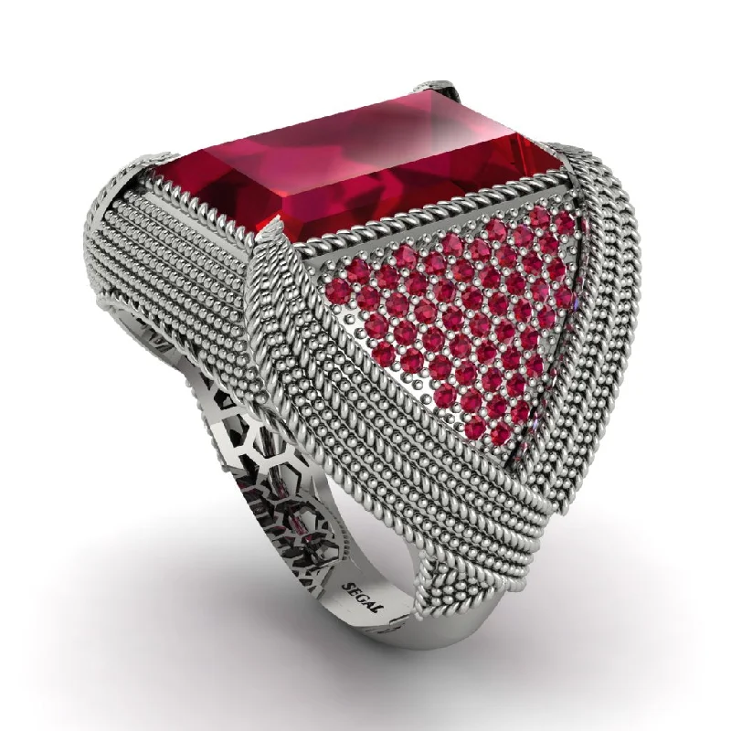 women's halo diamond rings-Baguette Ruby Majestic Men's Fashion Ring - Flynn No. 57