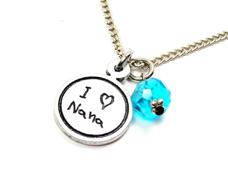 women's luxury pearl necklaces-I Love Nana Child Handwriting Necklace With Crystal Accent