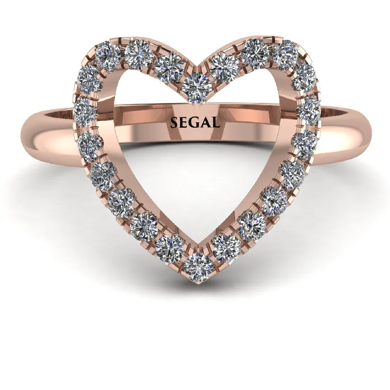 women's fashionable rings-Diamond Heart Ring - Lia No. 2