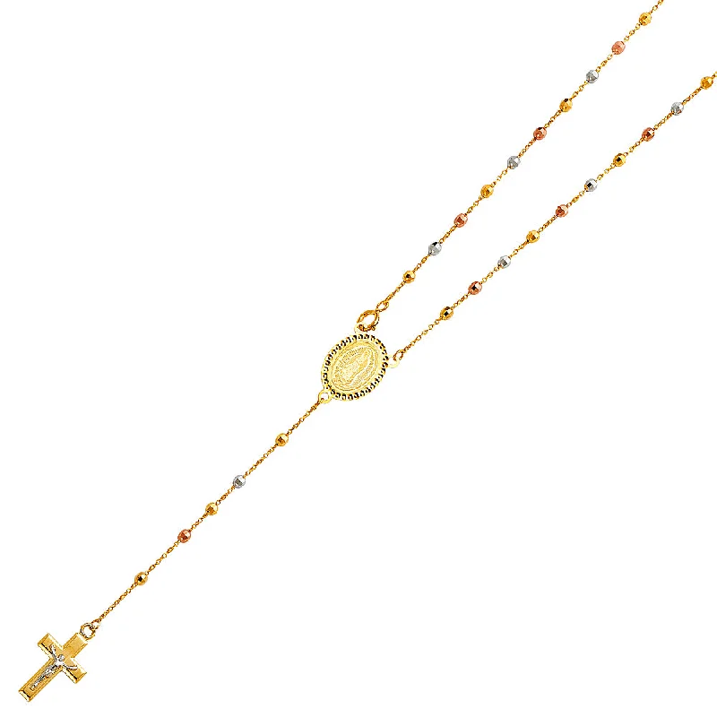 women's vintage pendant necklaces-14K DISCO BALL ROSARY NECKLACE