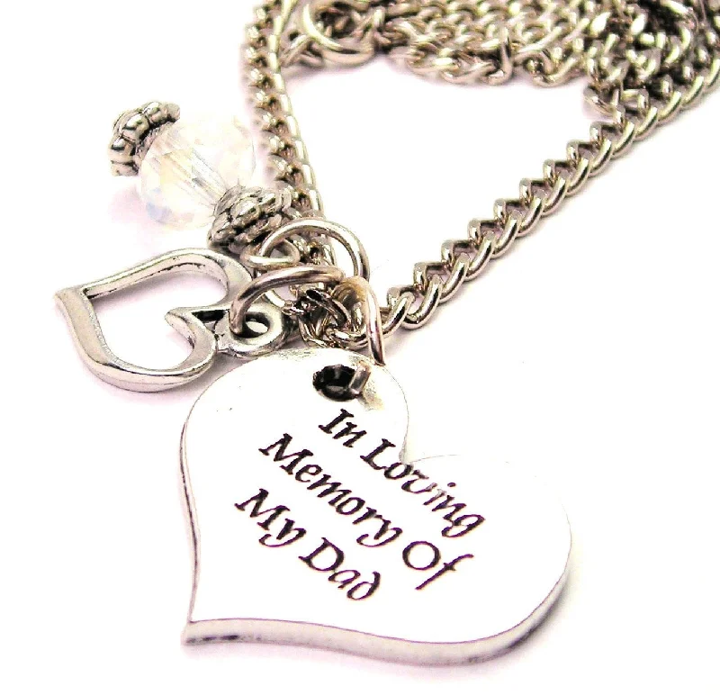 women's gemstone pendant necklaces-In Loving Memory Of My Dad Heart And Crystal Necklace