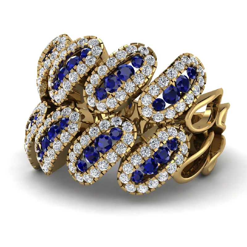 women's art deco rings-Sapphire Stylish Bloom Fashion Ring - Drew No. 13