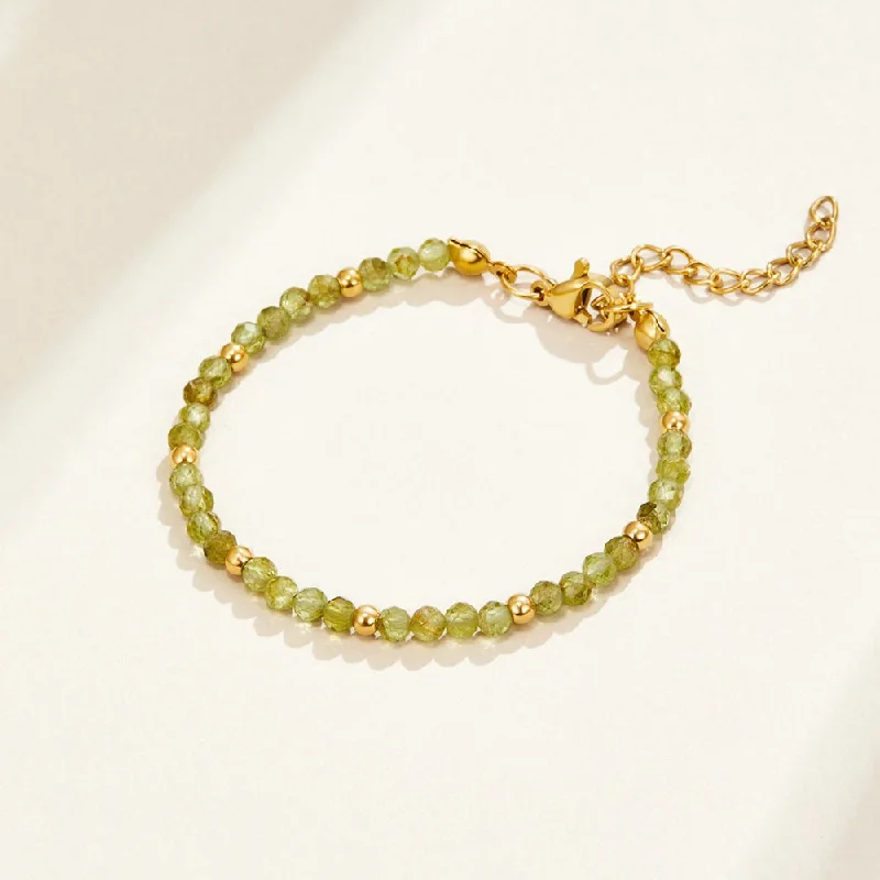 women's luxury bangles-Green Peridot Bead Bracelet