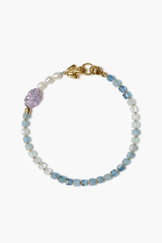 women's custom engraved bracelets-Lottie Bracelet Aquamarine Mix