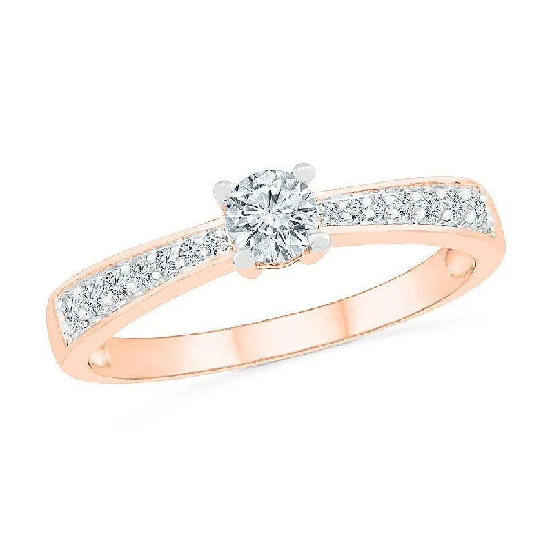 women's colored diamond engagement rings-Diamond Engagement Ring with Reverse Tapered Band