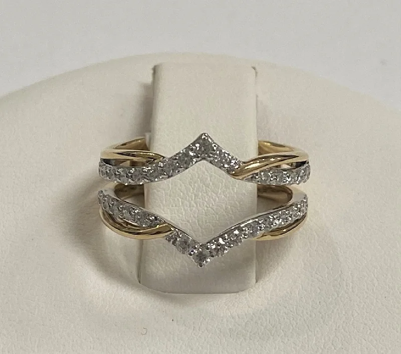 women's custom engagement rings-14kt Yellow and White Gold Diamond Ring Guard