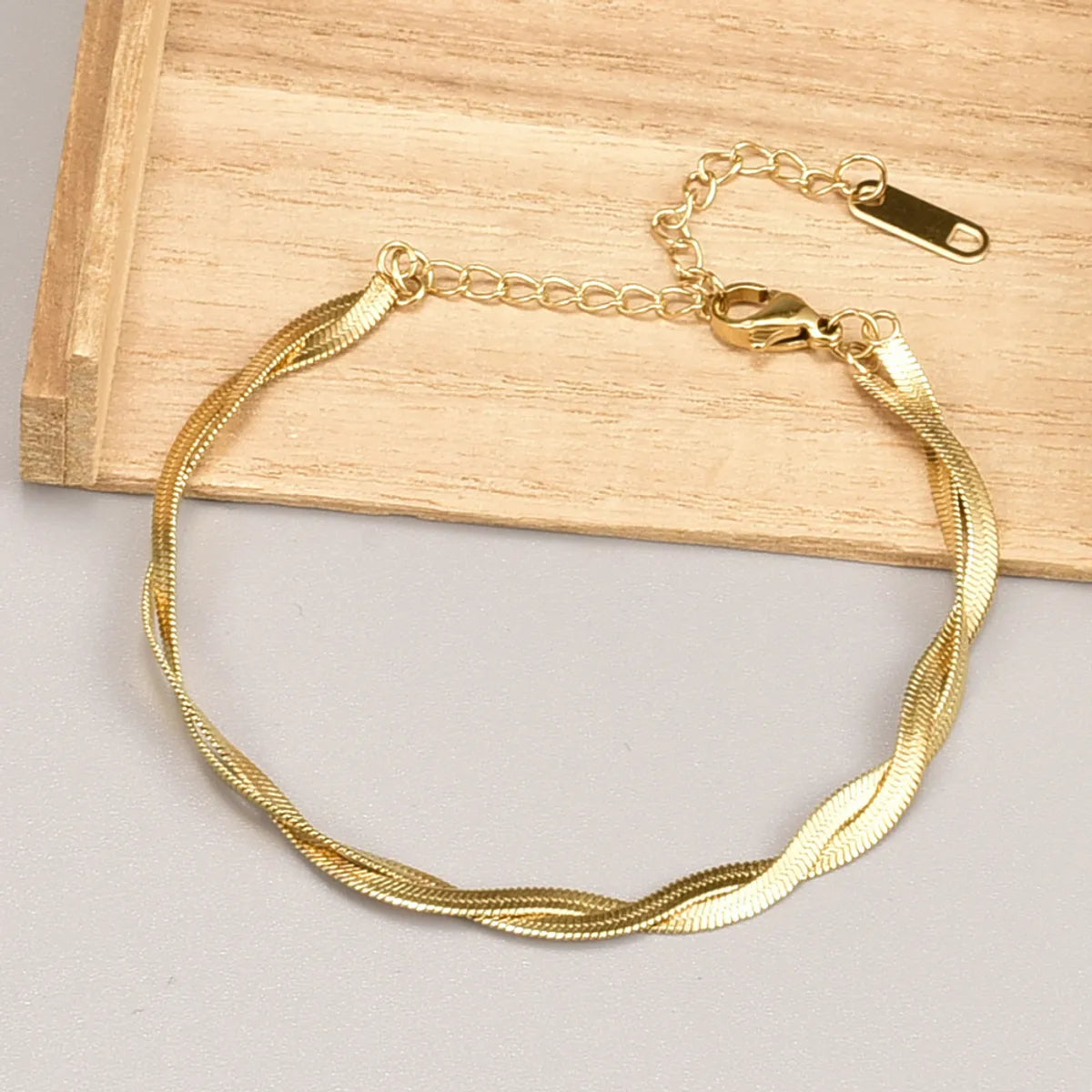 women's vintage bangles-Simple Retro 18k Gold Double Twist Titanium Steel Bracelet Female