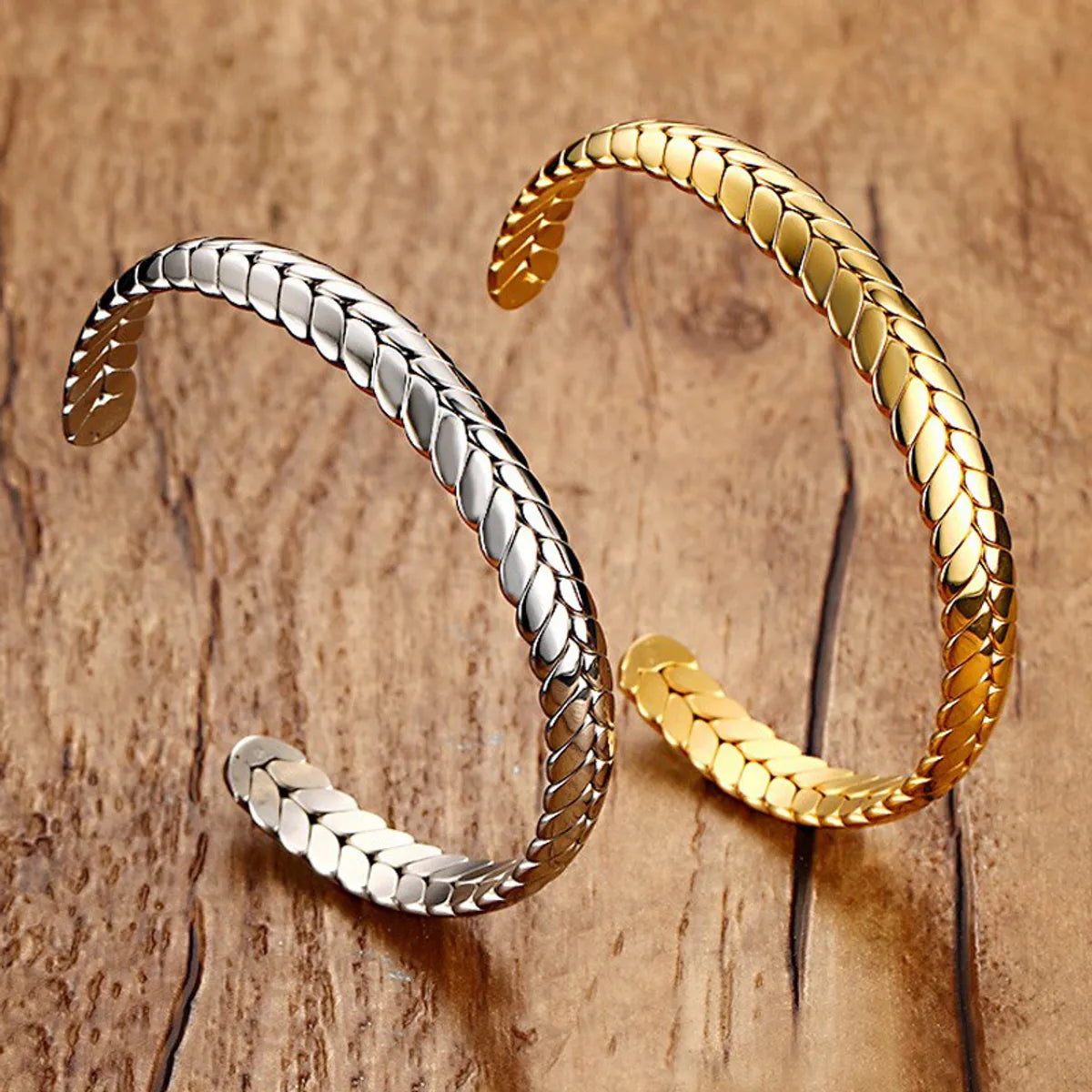 women's fun bangle sets-Simple Style Grain Stainless Steel Bangle Plating Stainless Steel Bracelets