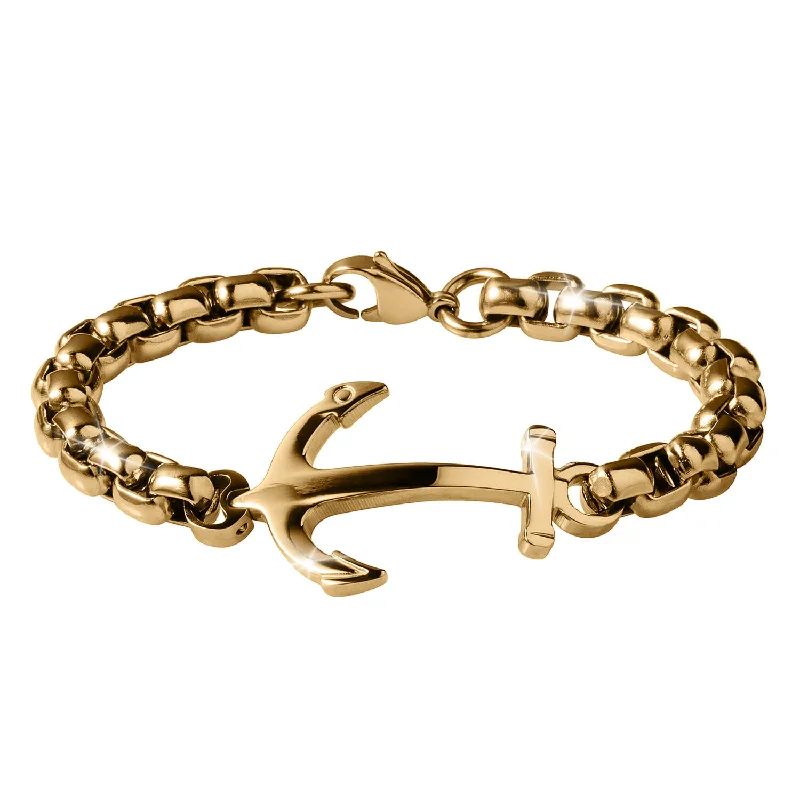 women's stacking bangles-Golden Anchor Men's Bracelet