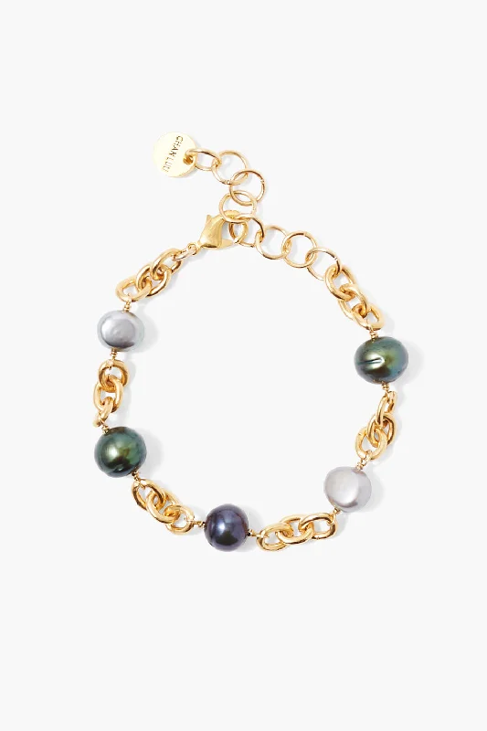 women's simple gold bangles-Nautica Chain Bracelet Peacock Mix