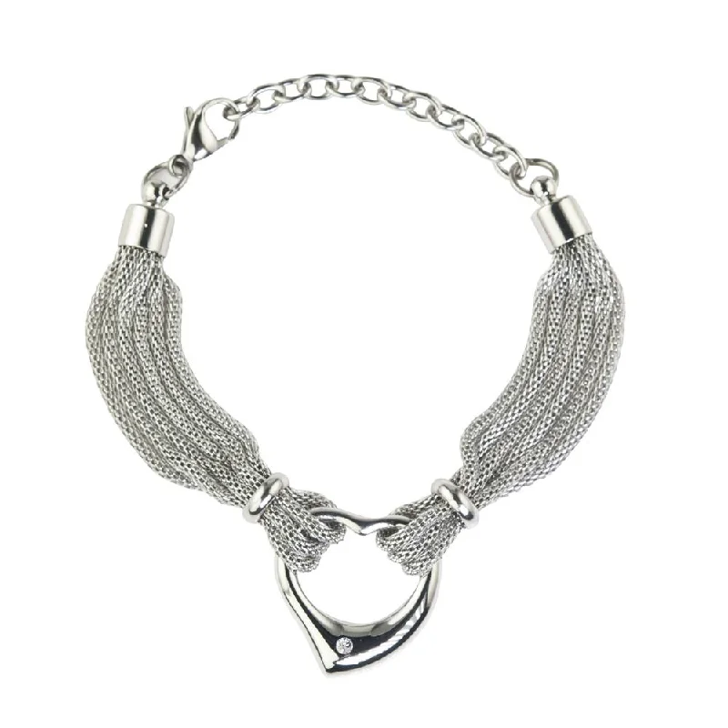 women's stretch bracelets-Steel Heart Bracelet