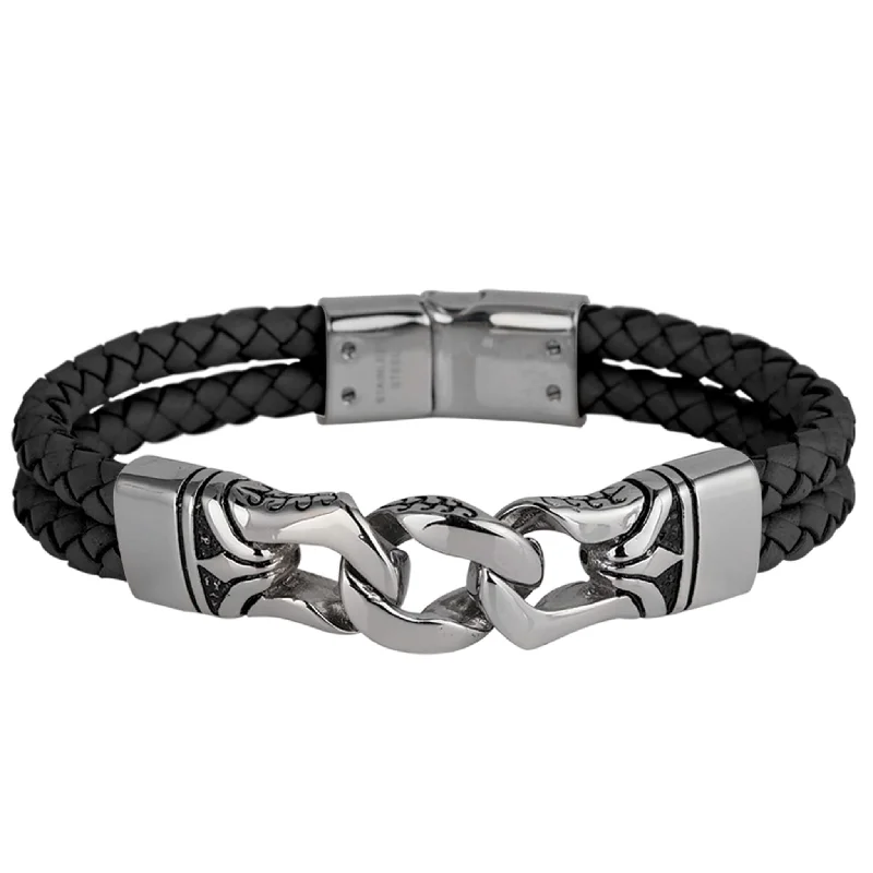 women's large bangle bracelets-Horizon Men's Black Bracelet