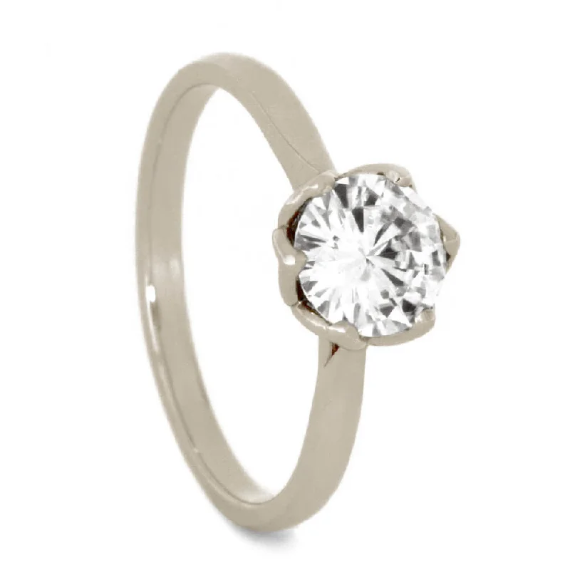 women's modern halo engagement rings-Moissanite Engagement Ring with a Flower Setting