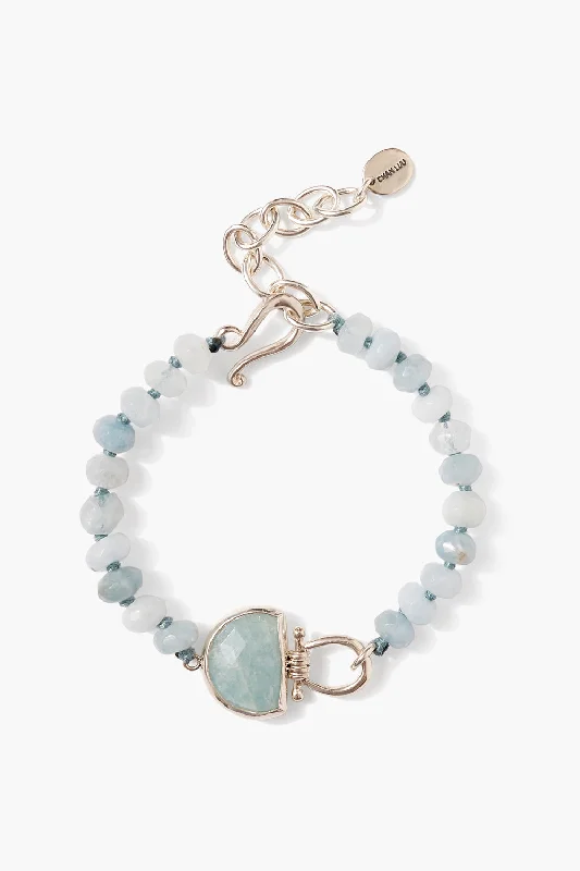 women's delicate bangles-Luna Bracelet Aquamarine