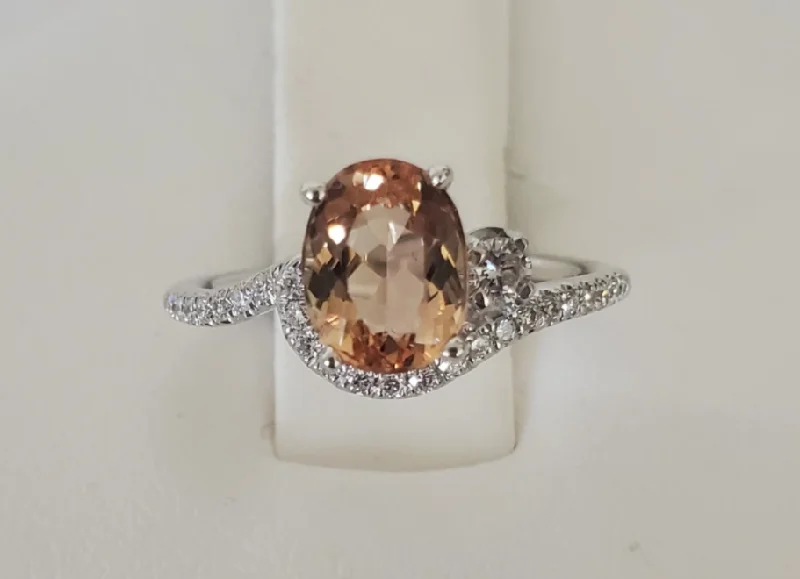 women's budget-friendly engagement rings-14kt White Gold Custom Imperial Topaz and Diamond Ring