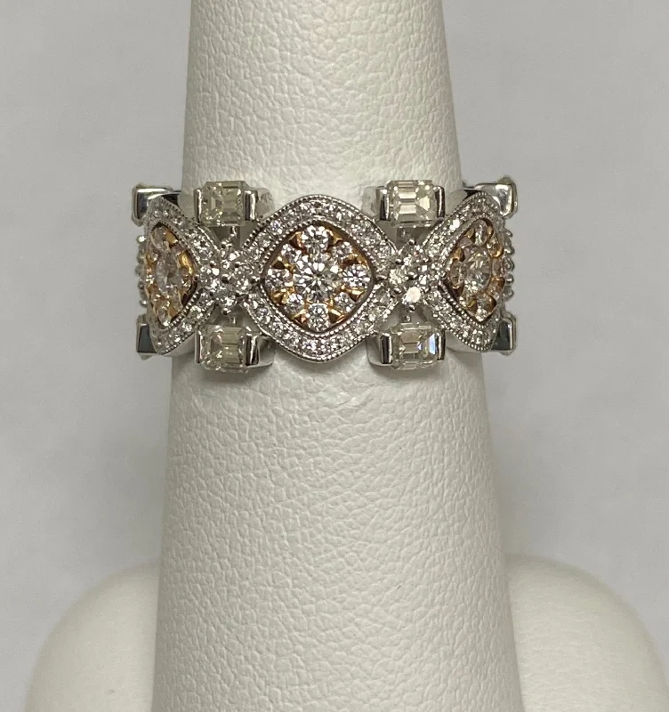 women's floral engagement rings-14kt White and Rose Gold Diamond Ring