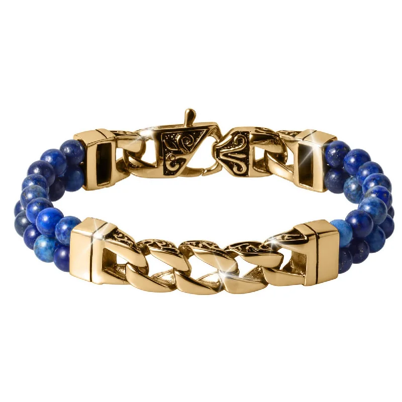 women's diamond bangles-Eclipse Lapis Gold Men's Bracelet