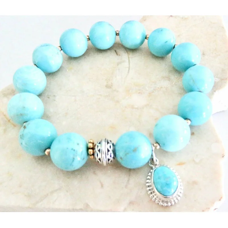 women's animal charm bracelets-REVE Turquoise Chunky Beaded Sacred Charm Bracelet