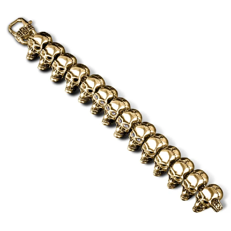 women's chain link bracelets-Skullhead  Gold Bracelet