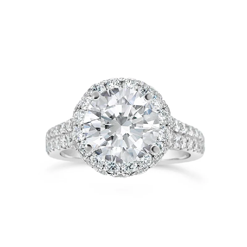 women's cushion-shaped engagement rings-Double-Edge Halo Diamond Engagement Ring with Diamond Gallery