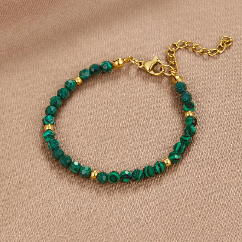 women's spiral bangles-Emerald Green Beaded Bracelet